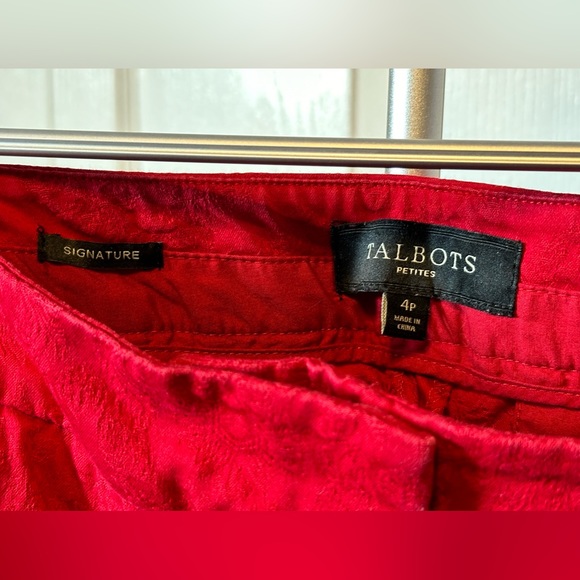 Talbots, petite sz, Red jacquard pants - Picture 4 of 7